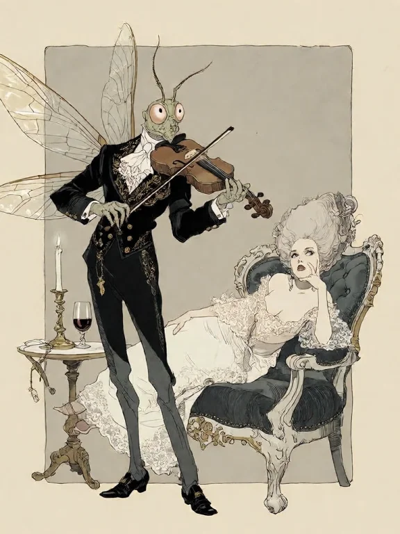 Bradhamel Art Style. A Tall, Elegant Insect-like Gentleman W...