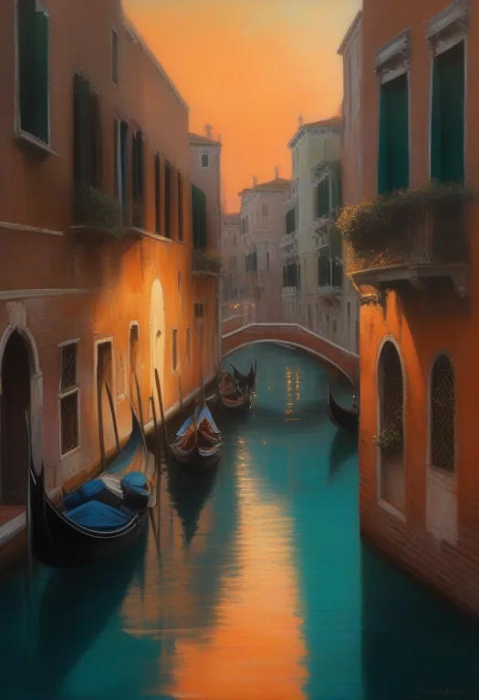 A Venetian Canal Lined With Weathered Palazzos, Plein Air Pa...