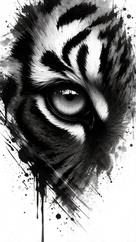 Ttattoostencil This Is A Black And White Digital Drawing Of... — Stable Diffusion AI Prompt: ttattoo_stencil This is a black and white digital drawing of a tiger's eye, crea...