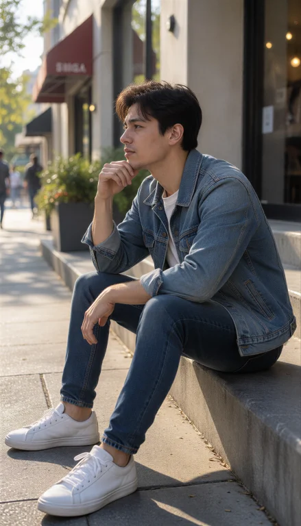 Casualphonex7, Young Man Wearing A Denim Jacket Over A Tee A...