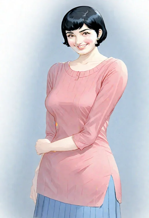 V1su4l-n0v3l, Girl, Slim, Short Hair, Black Hair, Smiling, C...