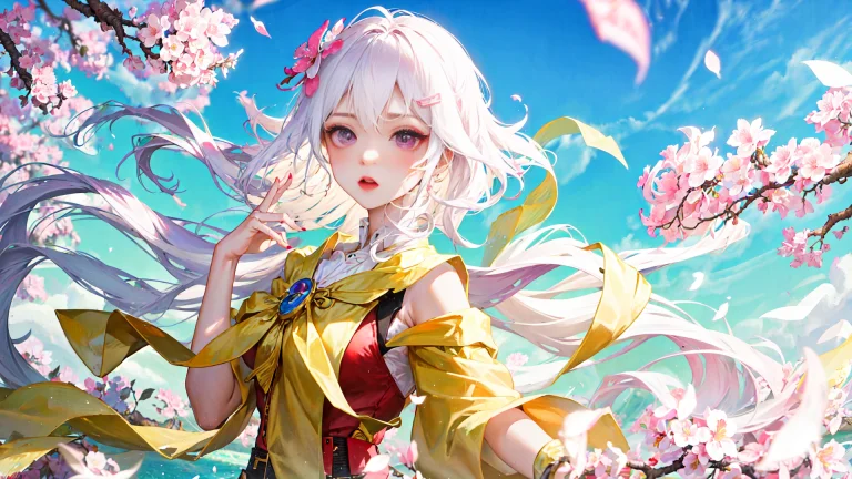 Absurdres, Best Quality, 1girl1.2, Solo, White Hair, Floatin...