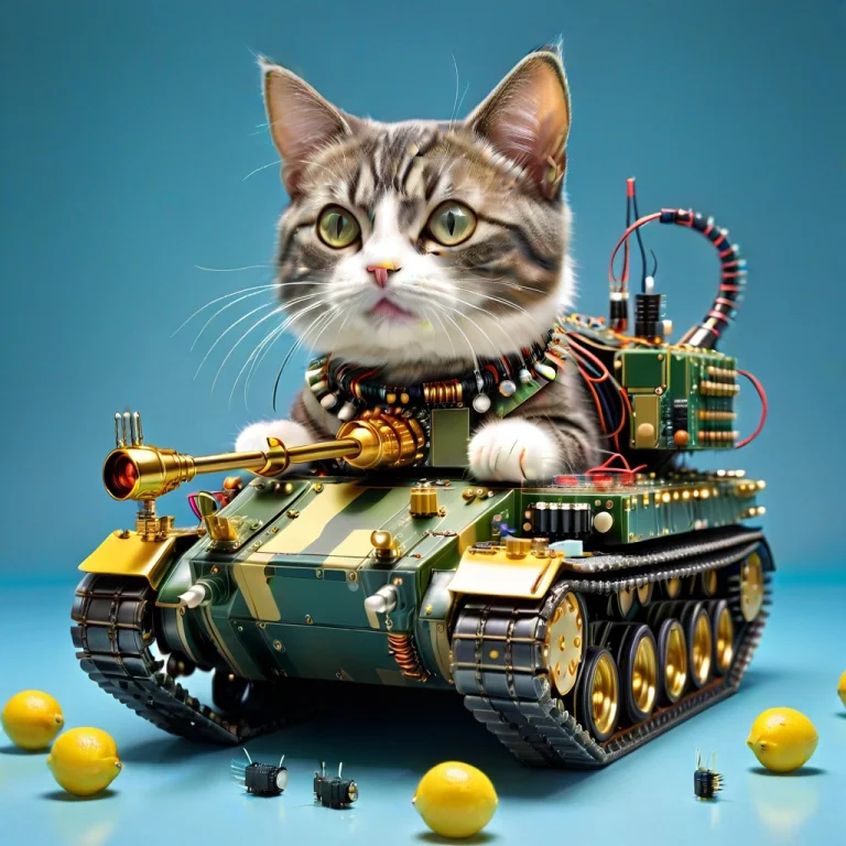 A War Tank Transistors, A Cat Made Of Transistors, With Deta...