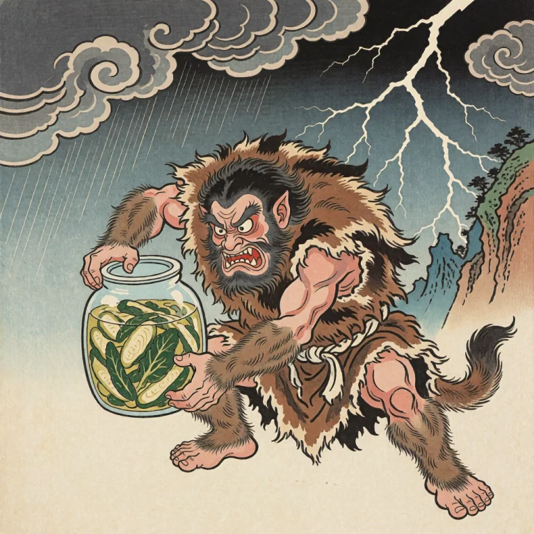 Traditional Ukiyo-e Japanese Woodblock Style Showing A Stron...