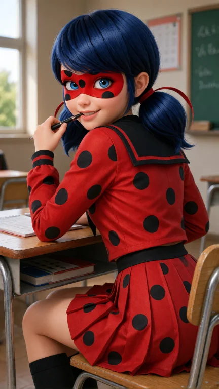 Klad, Sitting At School Desk Wearing Red Sailor-style Unifor...