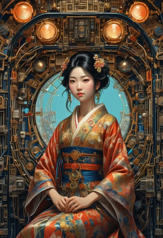 Transistors ,. Create An Adult Japanese Woman In An Ukiyo-e...