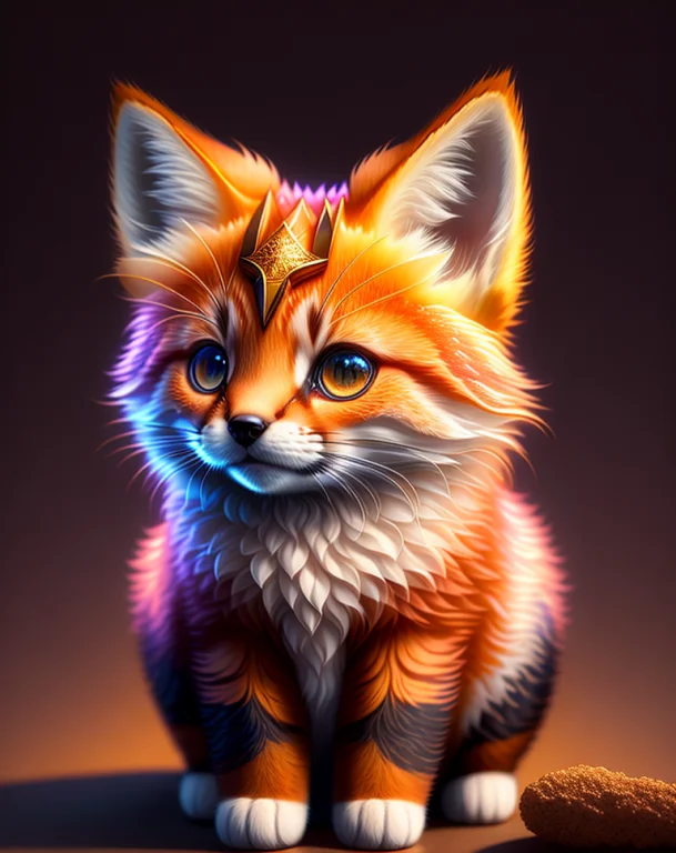 Little Cute Fluffy Cuteness Kitten Character, Fox, Sunny Mag...
