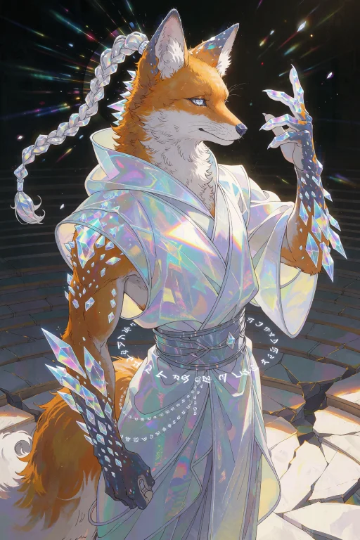 An Anthropomorphic Fox Mage Whose Body Is Partially Overtake...