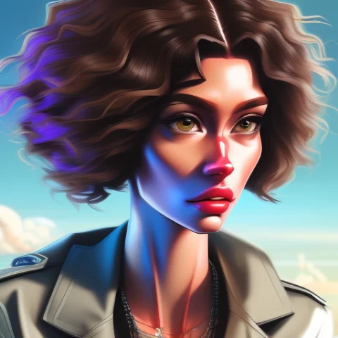 Vaporwave Of A Taut, Lanky, Bored Quartermaster Woman, Refin... — Stable Diffusion AI Prompt: vaporwave of a taut, lanky, Bored quartermaster woman, Refined, rape face, with...