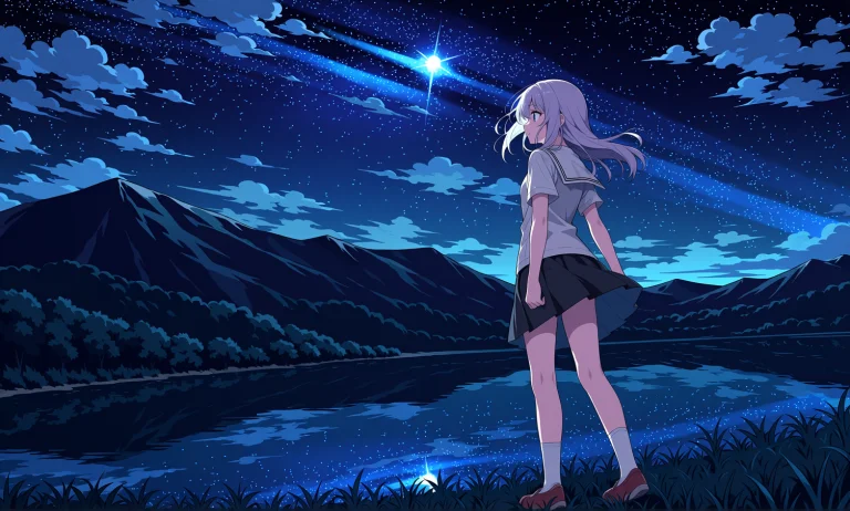 Epic Dynamic Night Mountain Scenery, Girl In Foreground