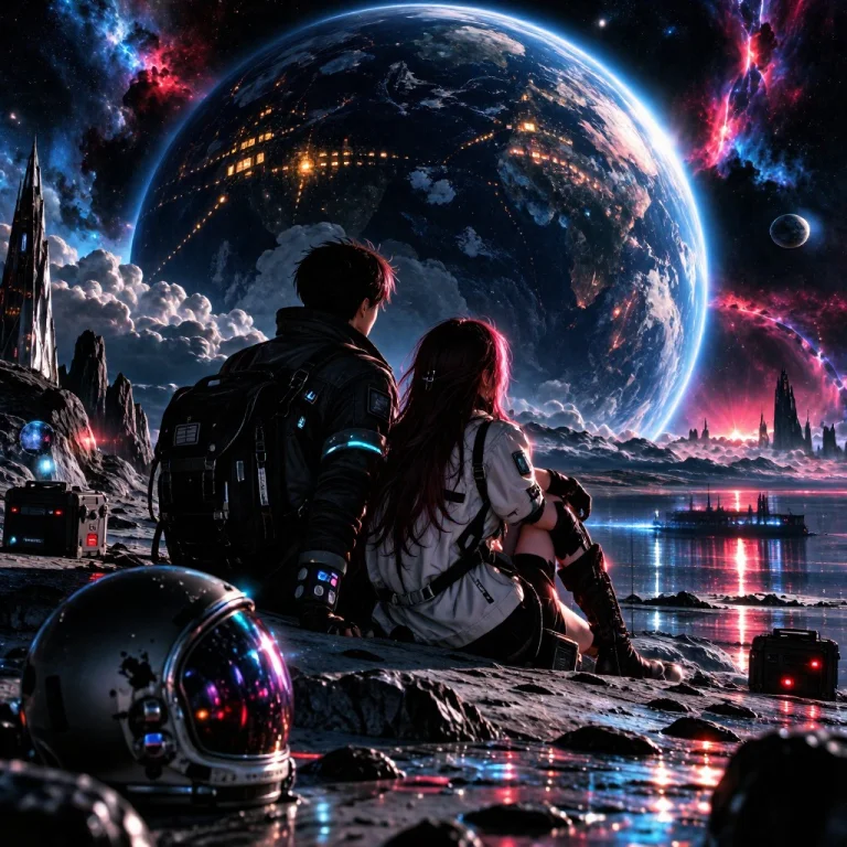 Vishalknn, A Cinematic Anime Sci-fi Scene On The Surface Of...