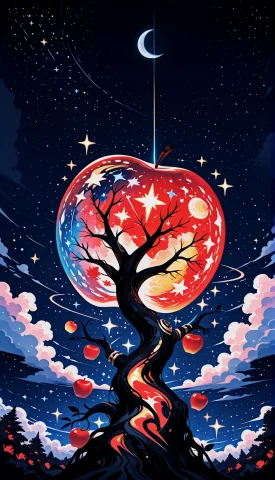 Super Close Up On An Apple, Apples Growing On A Tree, Earth... — Stable Diffusion AI Prompt: super close up on an apple, apples growing on a tree, Earth carved into an apple...