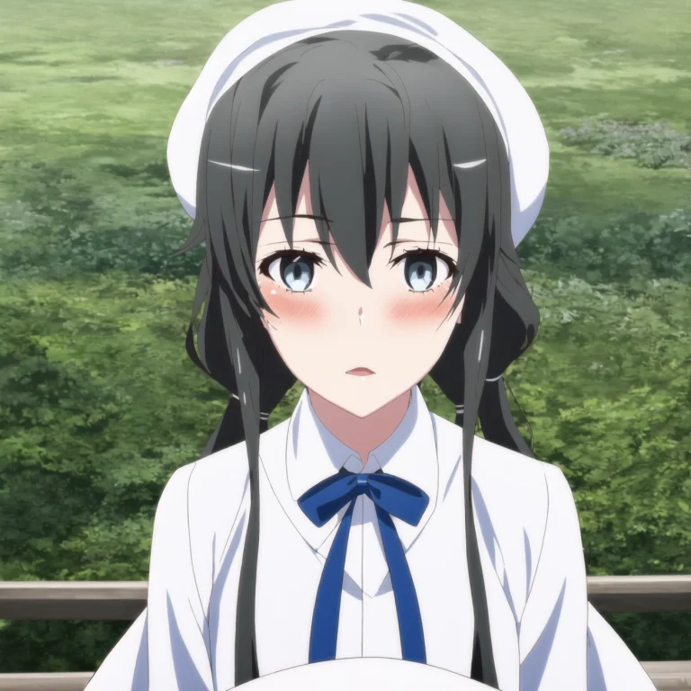 1 Girl, Solo, Tall, Long Untied Black Hair, Blue Eyes, Looki...