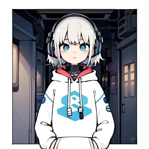 Loracutescrapv30.6 1girl, Whitehair, Headphones, Hoodie