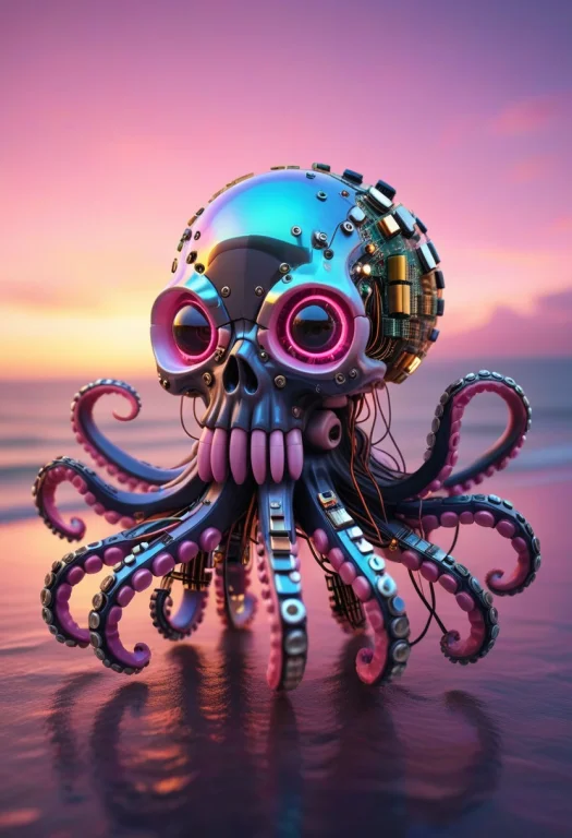 8k, Raw Digital Photo, Tilt Shift Photography, A Chibi Skull...