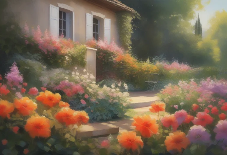 A Garden Where Flowers Bloom Into Small Flames, Impressionis...