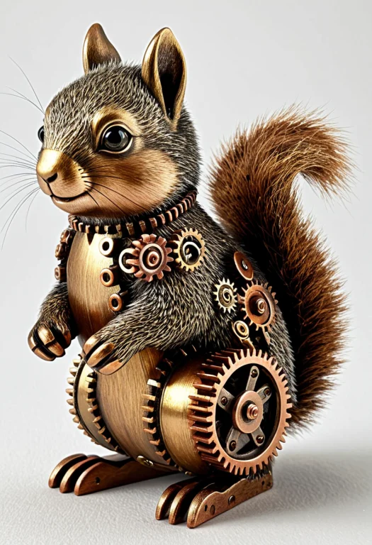 Photorealistic, Chubby Park Squirrel Assembled From Tiny Int...