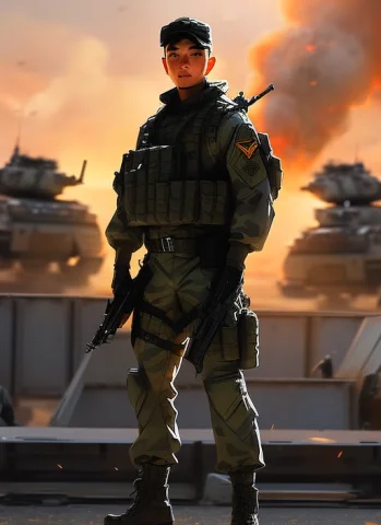 Samdoesarts An Image Of Man With Military Gear, Cargo Pants,... — Stable Diffusion AI Prompt: samdoesarts; an image of man with military gear, cargo pants, (intricate), (deta...