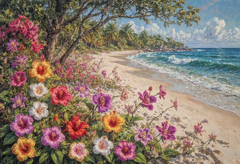 Illustration, On A Pristine Shore Where White Sands Caress T...