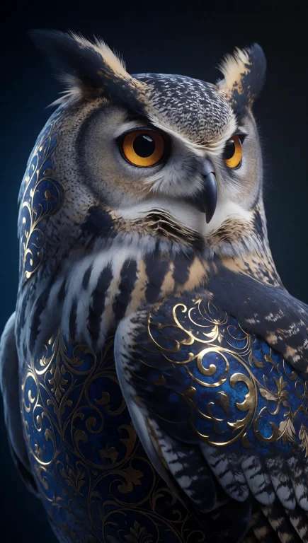 A Close-up Photorealistic Portrait Of An Owl In Profile, Fac...