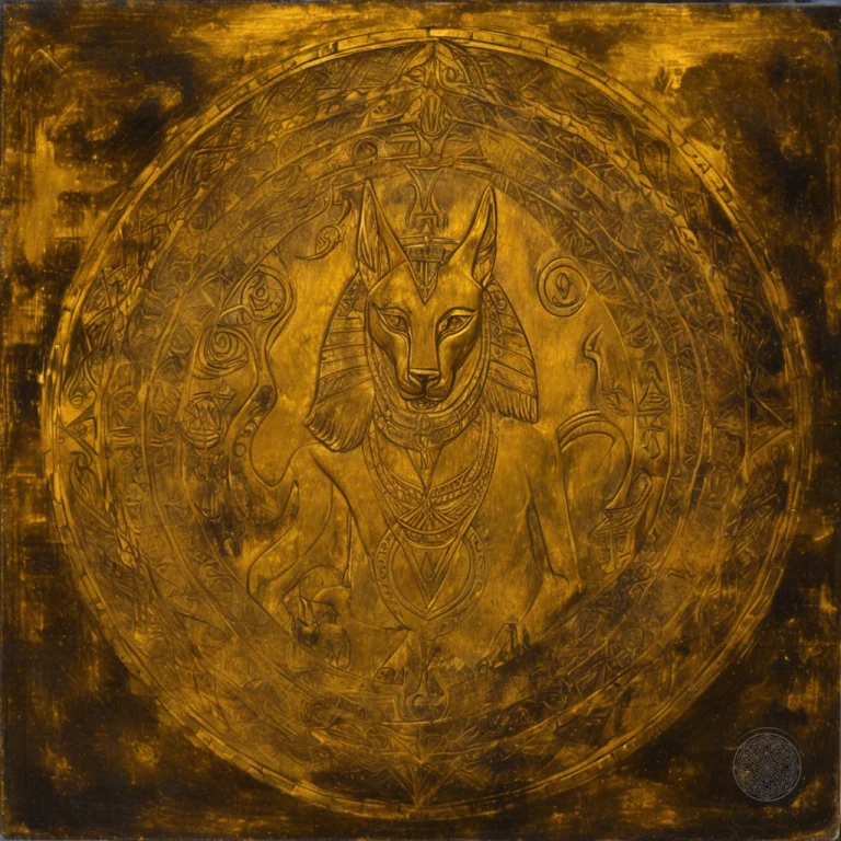 Sacred Ceremonial Relief Medallion Featuring Jackal-headed A...