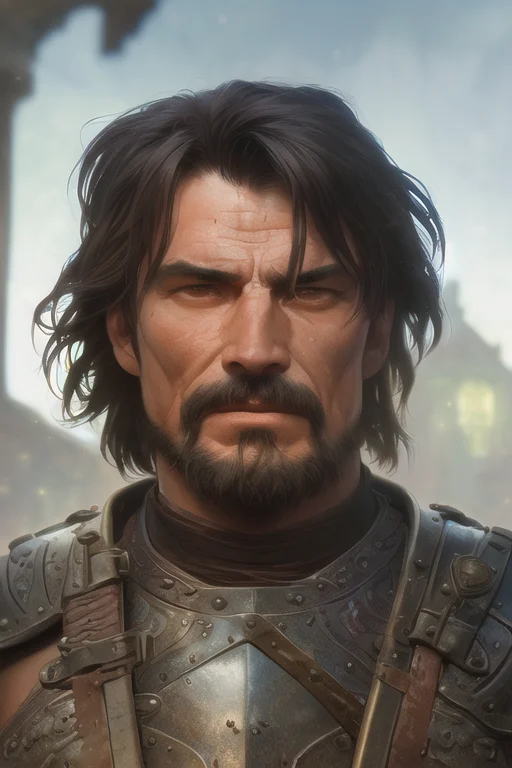 Portrait Of A Muscular Rugged Warrior In A Bright Medieval S...