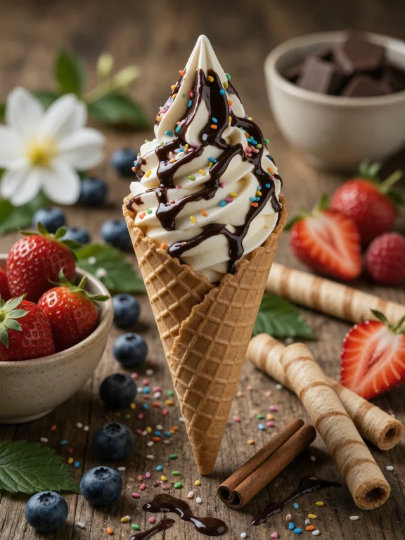 A Richly Detailed, Realistic Food Photograph Shows A Dessert...