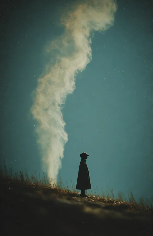 A Medium Shot Captures A Lone Silhouette Of A Person Standin...