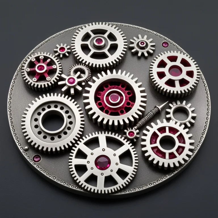 Gearwork Designs In Silver And Ruby