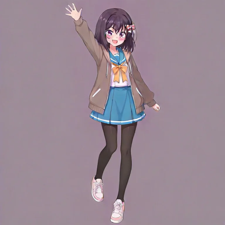 1woman, Purple Eyes, Erk Black Hair, Short Hair, Blue And Wh...