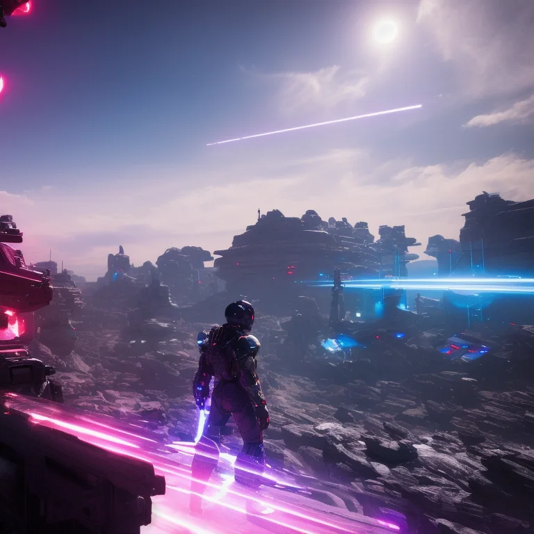 Art Of A Very Intense Futuristic Science-fiction Battle Scen...