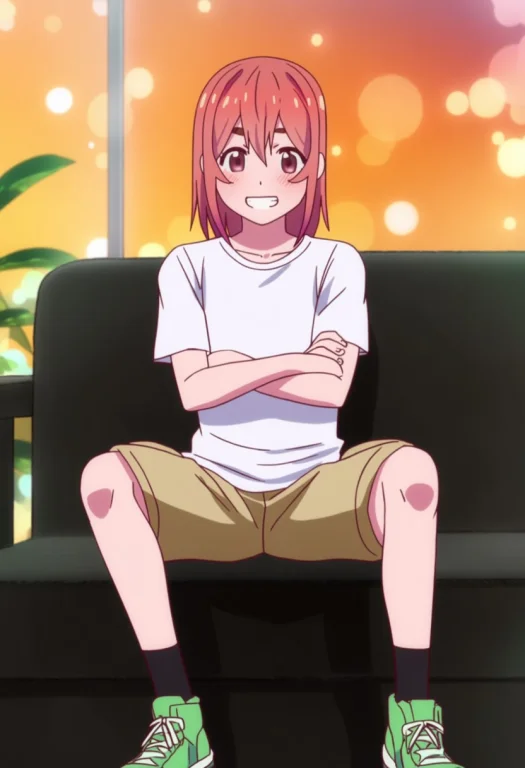 Sakurasawa Sumi, 1boy, Short Pink Hair, Pink Eyes, White T S...