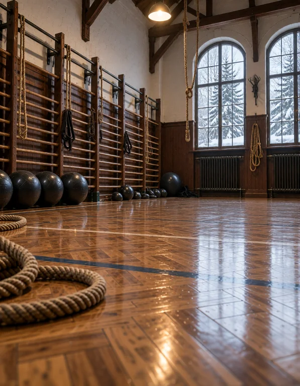 Ru551an 1n5t1tut3, Photorealistic Gymnasium, Waxed Parquet,...