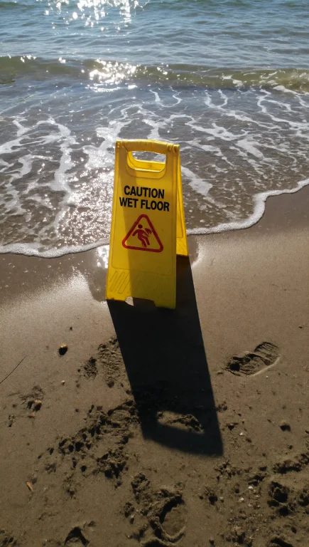 A Low-angle Shot Captures A Bright Yellow A-frame Caution We...