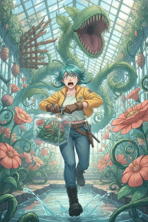 Dramatic Anime-style Action Illustration. An Adult Female Bo...