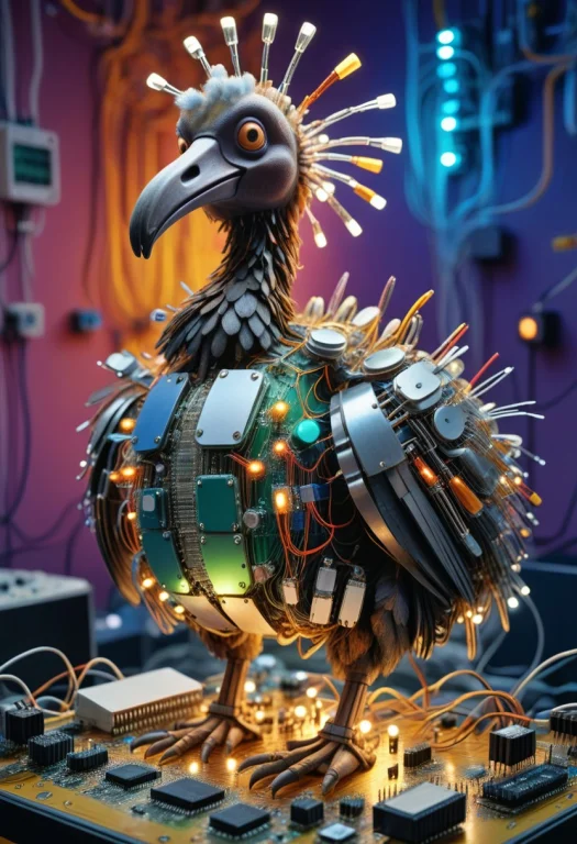 8k, Raw Digital Photo, A Dodo Made Of Diodes, Transistors, C...