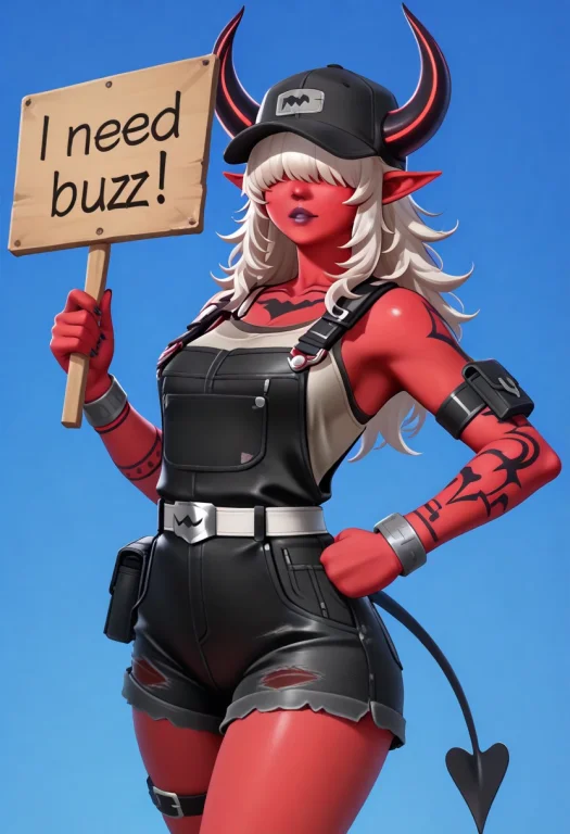 Desdmna, Female, Oni Female, Solo, Curvy, Red Skin, Purple L...