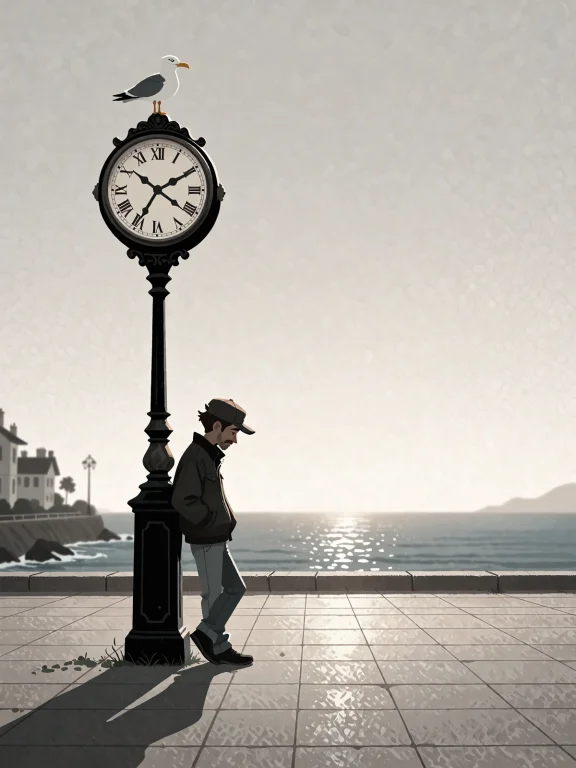 Bradhamel Art Style. A Solitary Man In Dark Jacket And Cap L...