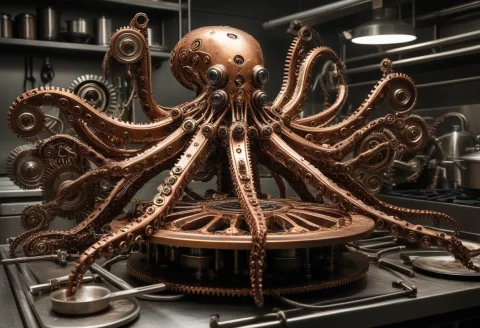 Gearstyle, An Enormous Octopus Entirely Constructed From Hun... — SDXL AI Prompt: gearstyle, an enormous octopus entirely constructed from hundreds of interlockin...