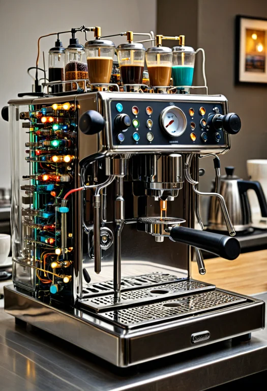 Transistors, Photorealistic, An Espresso Machine On A Cafe C...