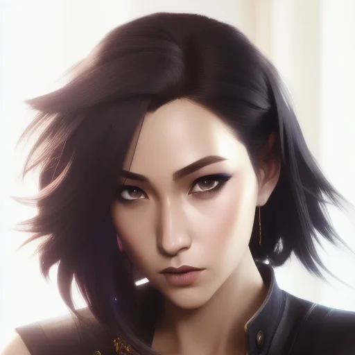 Sexy Cute Brunette With Short Hair, Asian, Arcane Style Arca...