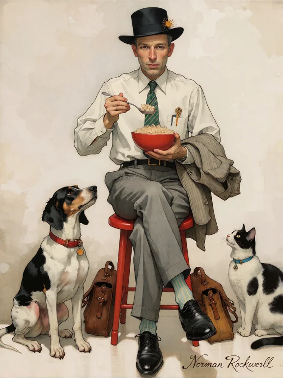 Bradhamel Art Style. A Man In A White Shirt, Green Tie, And...