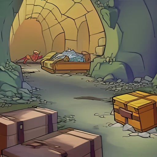 Fleischer Style An Isometric 1.0 Secret Cave Filled With Tre...