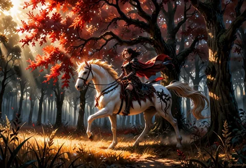 A Dynamic Shot Of A Lone Rider On A Powerful White Horse Gal... — SDXL AI Prompt: A dynamic shot of a lone rider on a powerful white horse galloping through tall,...
