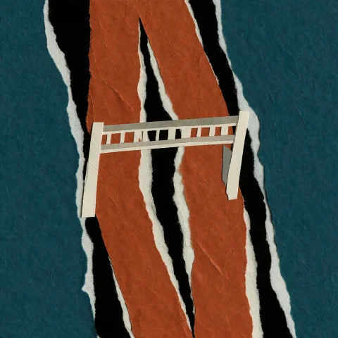 Technique Torn-paper Negative-space Collage. A Hand-cut Pape... — Stable Diffusion AI Prompt: Technique: torn-paper negative-space collage. A hand-cut paper collage on warm b...