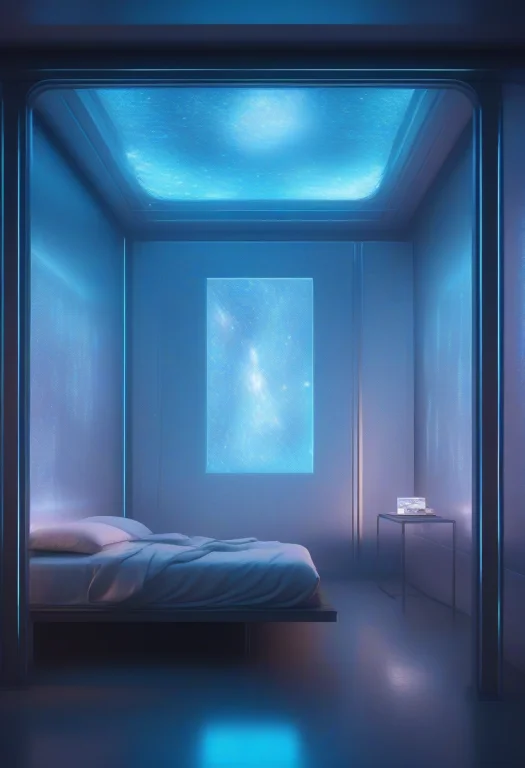 A Cryosleep Chamber Humming With Pale Blue Light, Iridescent...