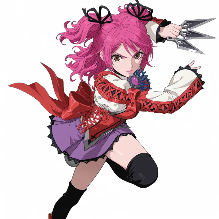 Woman Is Holding Three Kunai Knives In Her Hand While Standi...