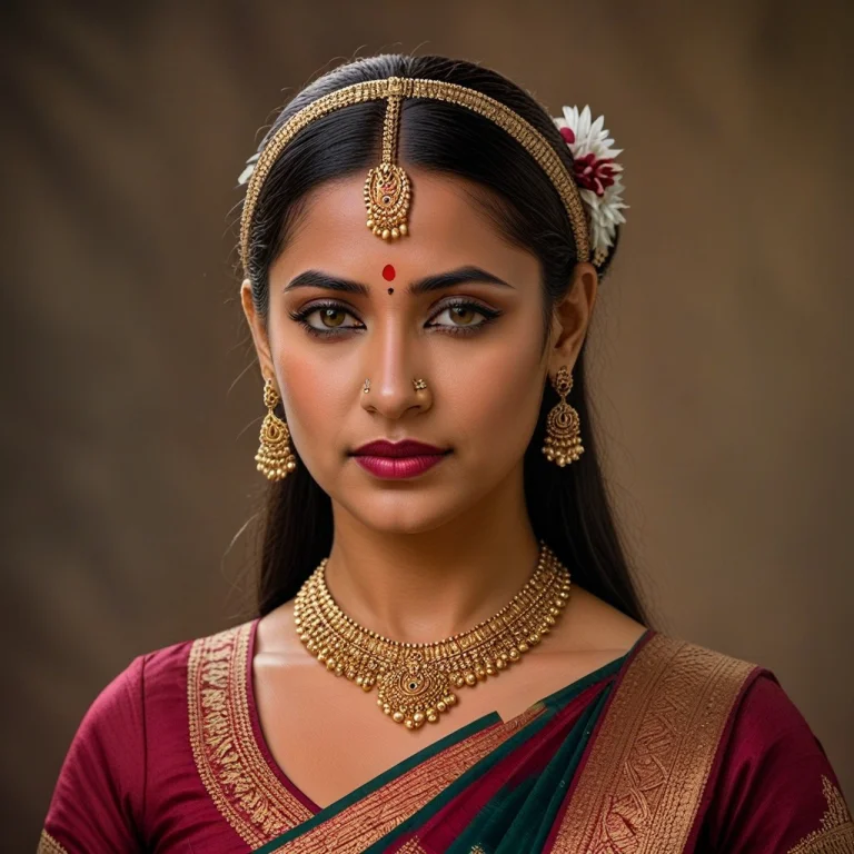 Avaka-viveka-dancer, 1girl, Jewelry, Solo, Sari, Black Hair,...