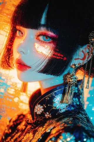 A Hyper Synthwave Digital Illustration Of Nijisis, Zidiusart... — Stable Diffusion AI Prompt: A hyper synthwave digital illustration of @nijisis, zidiusArt: a striking East A...