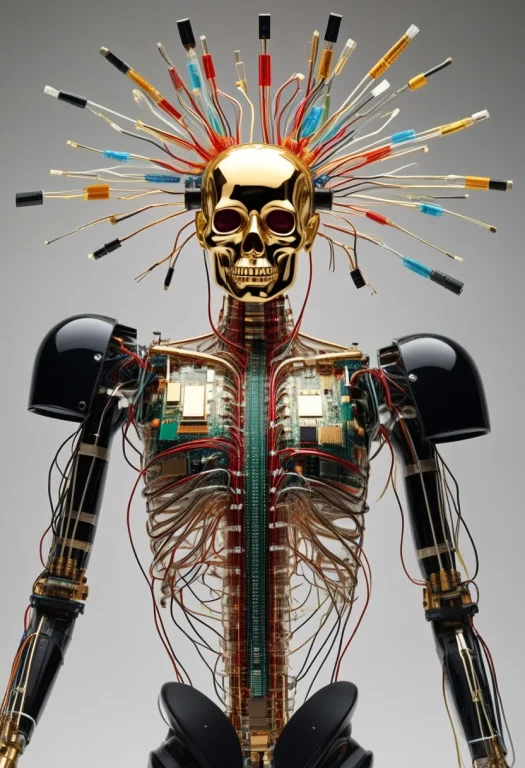Create A Futuristic Humanoid Android Warrior Entirely Constr...